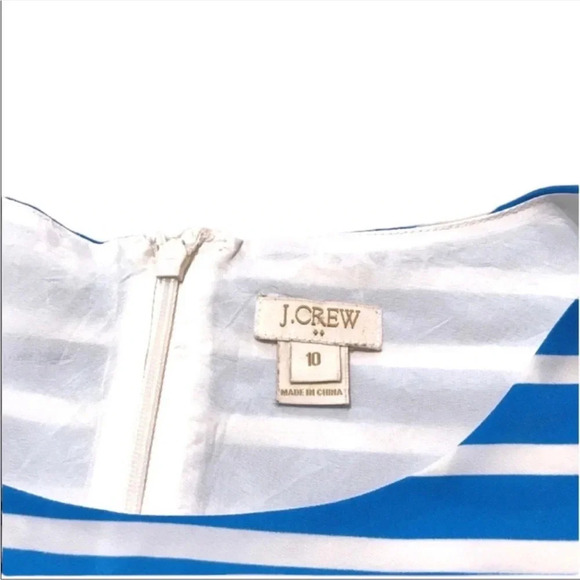 J. Crew Blue White Striped Sleeveless Dress Size 10 - Picture 3 of 8